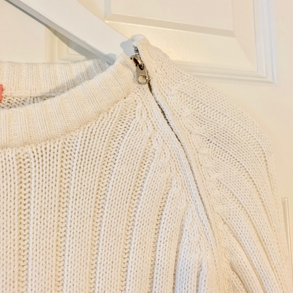 J. Crew Ribbed Cotton Crewneck Sweater w/ Zipper - Picture 2 of 6